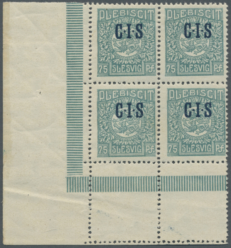 /** Deutsche Abstimmungsgebiete: Schleswig: 1920: 75 Pfg. Postfrischer Luxus-Vierer-Block Der Linken Unt - Andere & Zonder Classificatie