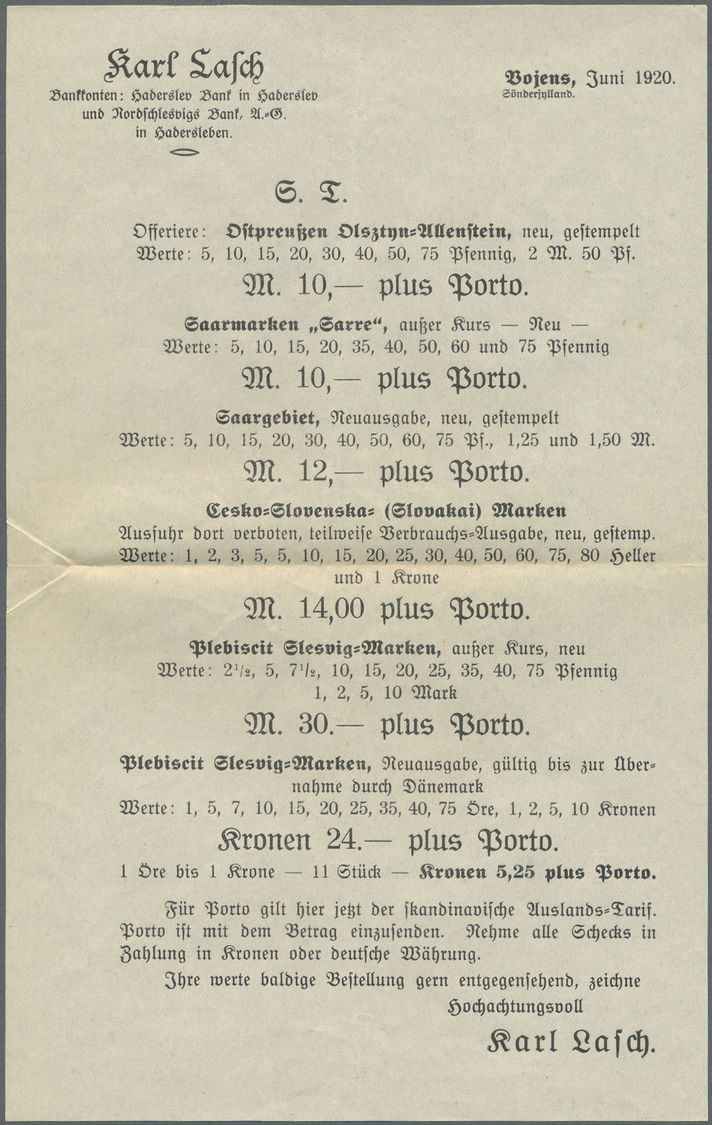 Br Deutsche Abstimmungsgebiete: Schleswig: 1920, 5 Öre Mit Aufdruck "1. Zone" Als EF Auf Auslandsdrucks - Autres & Non Classés