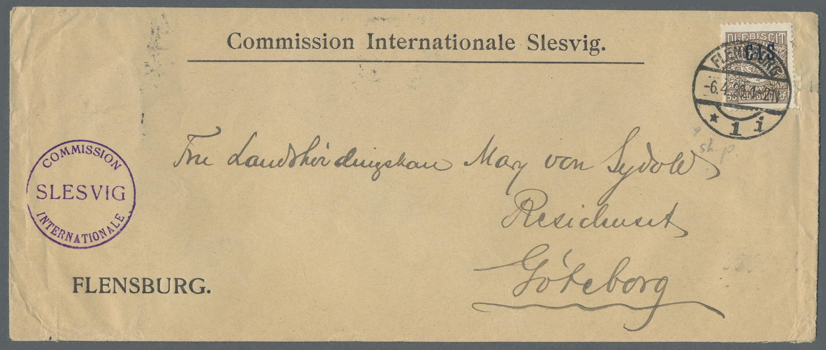 Br Deutsche Abstimmungsgebiete: Schleswig - Dienstmarken: 1920, 35 Pfg. Dienstmarke Auf Langformatigem - Autres & Non Classés