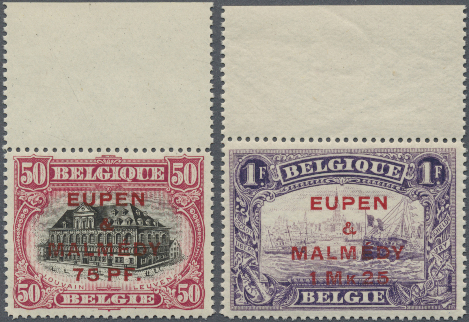 ** Belgische Besetzung - Eupen Und Malmedy: 1920, Freimarken Von Belgien Mit Aufdruck "Eupen & Malmedy" - OC38/54 Occupation Belge En Allemagne