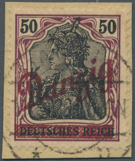 Brfst Danzig: 1920, 50 Pfg. "kleiner Innendienst" Mit Zentrischer, Zeitgerechter Entwertung "DANZIG * 1 N - Autres & Non Classés