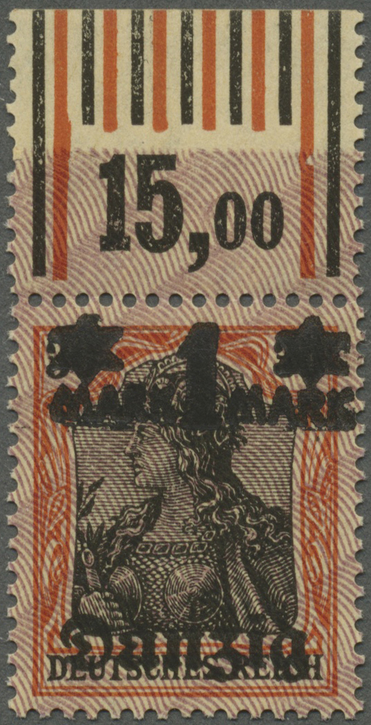 ** Danzig: 1920, 1 Mark Auf 30 Pfg Germania, Einwandfrei Postfrisches Oberrandstück (auch Dort Ungefalt - Altri & Non Classificati