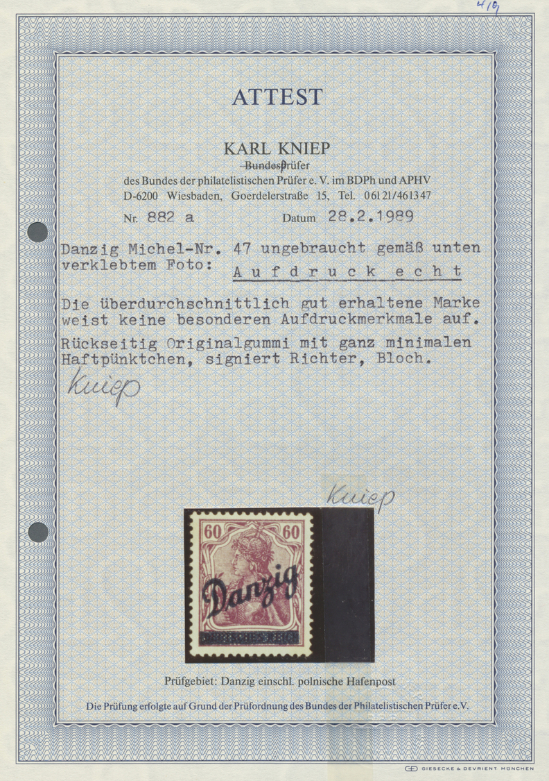 **/* Danzig: 1920, 60 Pfg. Bis 2 M. Großer Innendienst, Komplett Ungebraucht Bzw. Postfrisch, 60 Pfg. Pos - Andere & Zonder Classificatie