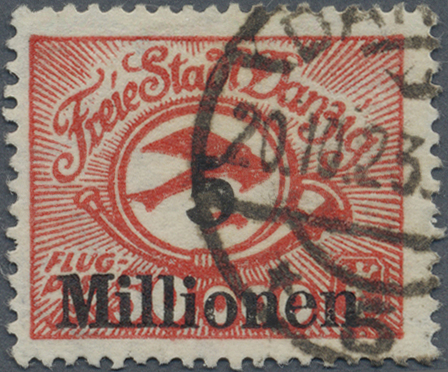 O Danzig: 1923, Flugpost-Ausgabe 5 Mio Auf 50 000 M, Gestempeltes Exemplar, Signiert Infla Berlin Und - Autres & Non Classés