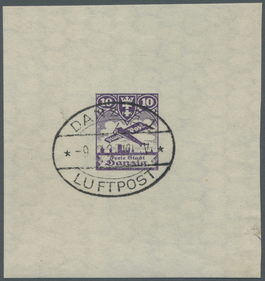 TO Danzig: 1924: Flugpost, Probedruck 10 Pfg. In Dunkelviolett, Ungezähnt Im Kleinbogen (74 X 79 Mm), W - Autres & Non Classés