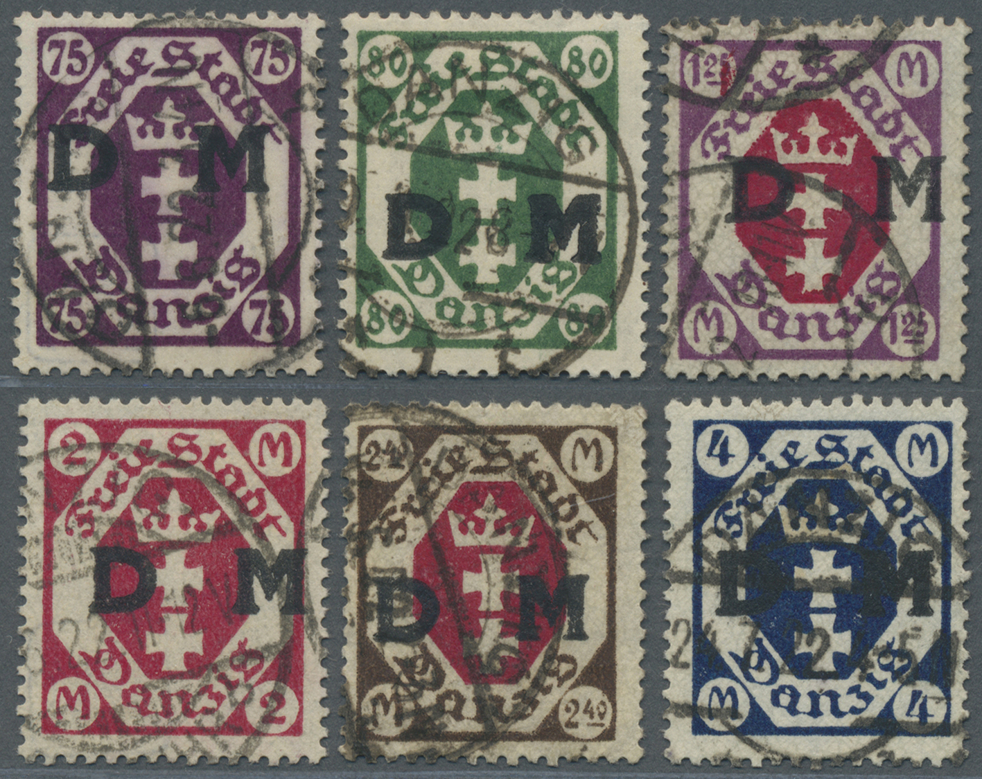 O Danzig - Dienstmarken: Wappen 75 Pfg. - 4 Mk., Qualitätssatz MIT SAUBEREM BEDARFSSTEMPEL, Seltene Au - Andere & Zonder Classificatie