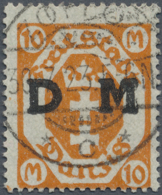 O Danzig - Dienstmarken: 1923, 10 M Rötlichorange, Wz. X, Zeitgerecht Gestempelt, "echt Und Einwandfre - Autres & Non Classés