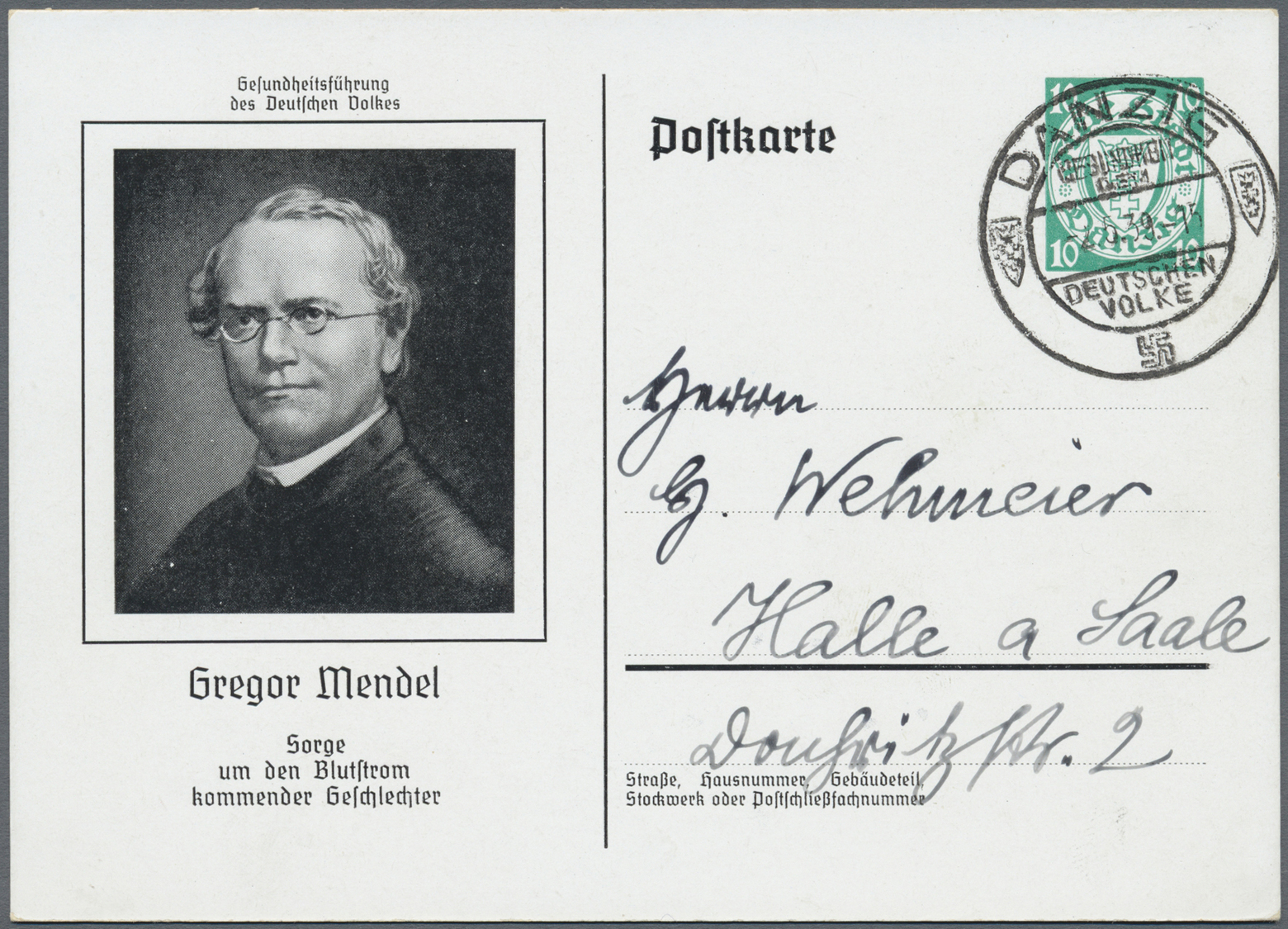 GA Danzig - Ganzsachen: 1939, 2 Ganzsachenkarten 10 Pfg. (Mendel Und Röntgen) Mit SST, Mi. 250.- - Andere & Zonder Classificatie