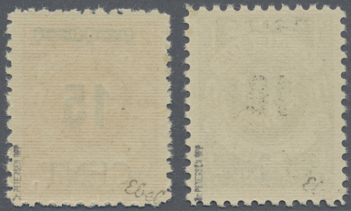 ** Memel: 1923, 10 C. Auf 400 M. Dunkelolivbraun Und 15 C. Auf 25 M. Lebhaftrötlichorange, Zwei Postfri - Memel (Klaïpeda) 1923