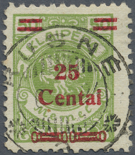 O Memel: 1923, 25 C Auf 50 M Aufdruckwert In Seltener Type IV, Sauber Zentrisch Mit Seltenem Litauisch - Memel (Klaïpeda) 1923