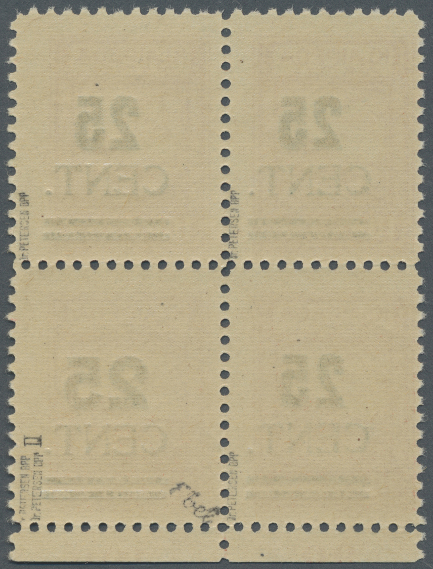 **/ Memel: 1923, 25 C. Auf 100 M. Grünaufdruck, Viererblock Mit Unterrandteil, Dabei Rechte Untere Marke - Memel (Klaipeda) 1923