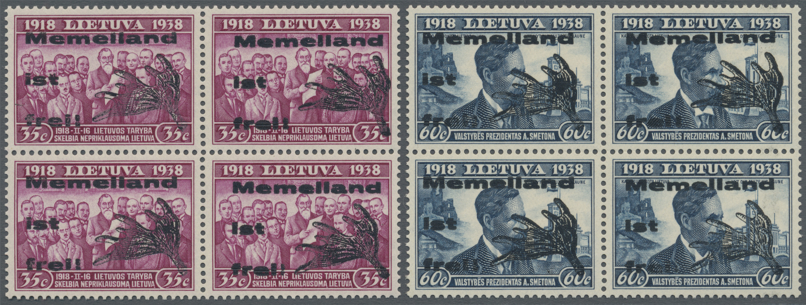 **/ Memel - Lokalausgabe Memelland: 1939, 15 C. Bis 60 C. Im Kompletten Postfrischen Viererblocksatz Mit - Memel (Klaïpeda) 1923