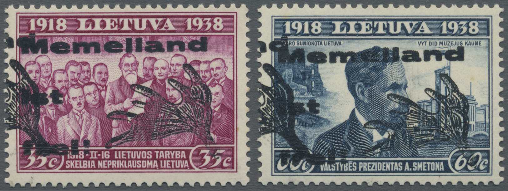** Memel - Lokalausgabe Memelland: 1939, 35 C. Und 60 C. Je Mit Doppeltem Aufdruck In Type II, Postfris - Klaipeda 1923