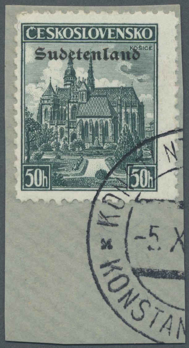 Brfst Sudetenland - Konstantinsbad: 1938, 50 H. Kaschau Auf Briefstück Mit Teilstempel "KONSTANTINBAD 5.X. - Région Des Sudètes