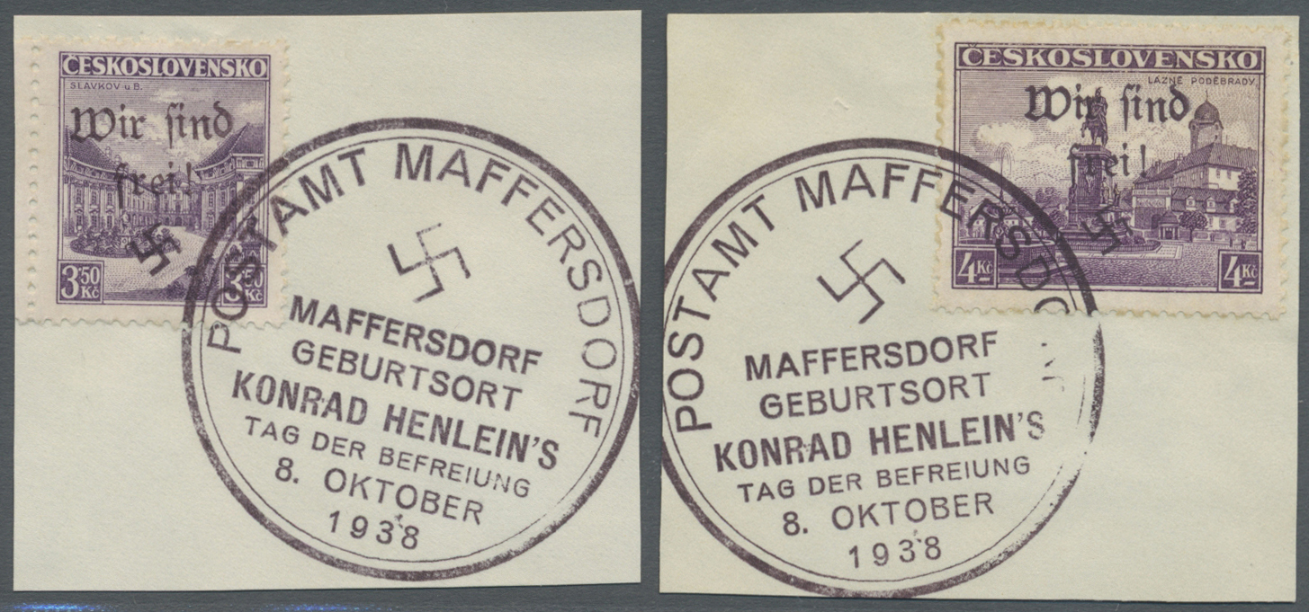 Brfst Sudetenland - Maffersdorf: 1938, 1,20 Kc. Bis 10 Kc. Stadtbilder, 50 H. Benes 1937 Und 1,60 Kc. Kutt - Sudetenland