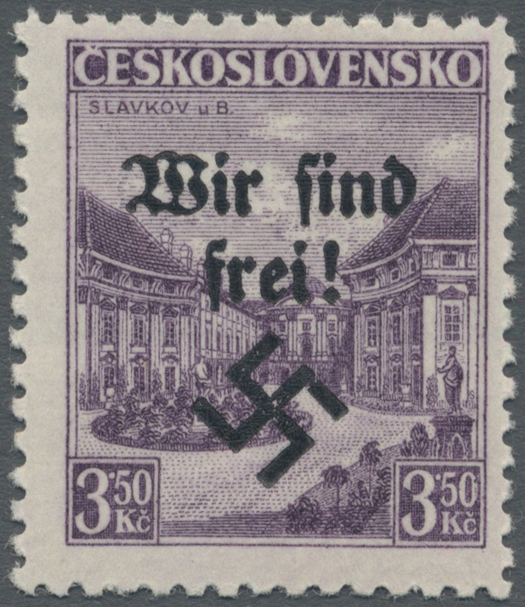 ** Sudetenland - Rumburg: 1938, 3,50 Kc. Lila Mit Aufdruck &bdquo;Wir Sind Frei!&rdquo;, Postfrisches Kabinettstück - Région Des Sudètes