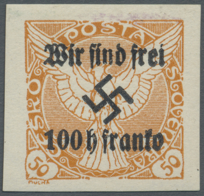 ** Sudetenland - Rumburg: 1938, 100 H. Auf 50 H. Zeitungsmarke Orange, Postfrisch, Kabinett, Signiert M - Sudetenland