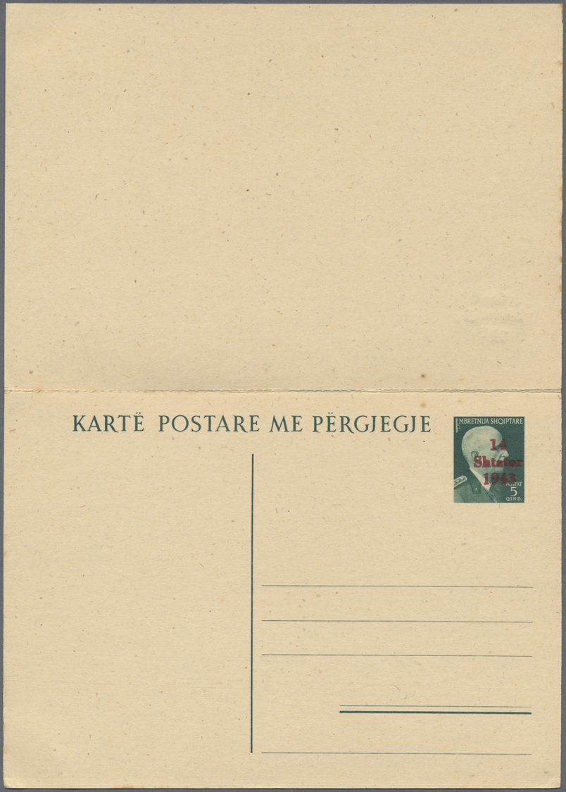 GA Dt. Besetzung II WK - Albanien - Ganzsachen: 1943. Komplettes Set mit 1 Kartenbrief, 3 Postkarten (5