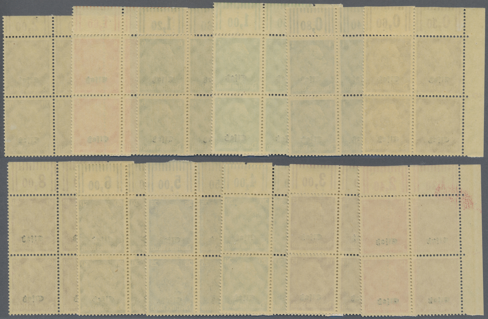 **/ Dt. Besetzung II WK - Elsass: 1940, Hindenburg Mit Aufdruck, Kompletter Satz Im Obereckrandviererblo - Bezetting 1938-45