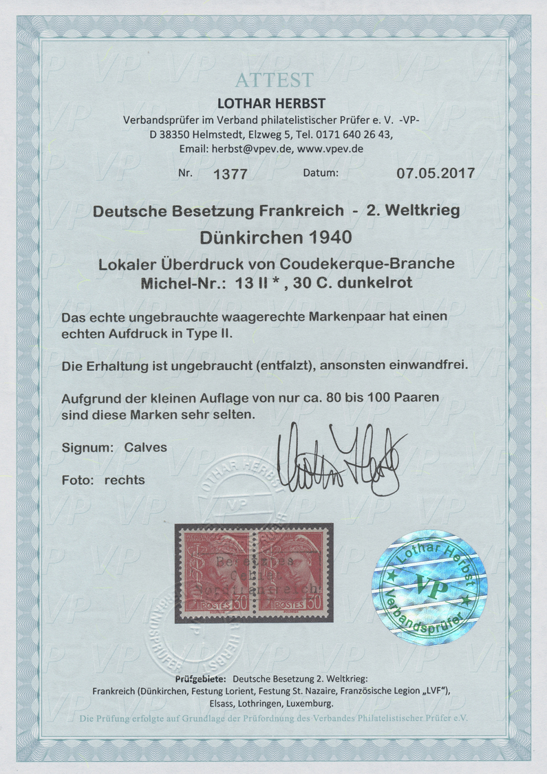 * Dt. Besetzung II WK - Frankreich - Dünkirchen: 1940, 30 C. Merkur Im Waagerechten Paar Mit Aufdruck - Bezetting 1938-45