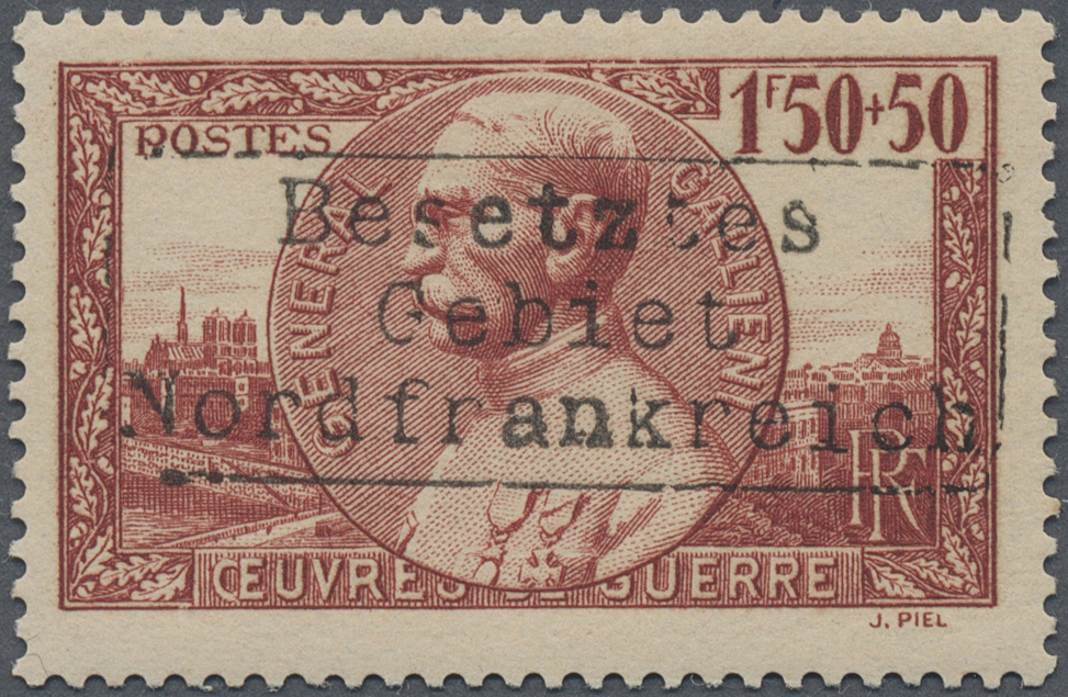 * Dt. Besetzung II WK - Frankreich - Dünkirchen: 1940, 1 Fr. + 50 C. General Galliéni Mit Aufdruck In - Bezetting 1938-45