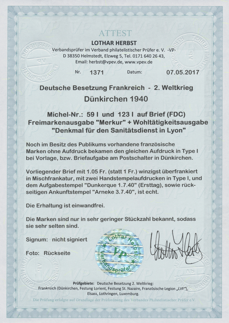 Br Dt. Besetzung II WK - Frankreich - Dünkirchen: 1940, 25 Pfg. Merkur Im Waagerechten Paar Und Sonderm - Occupation 1938-45