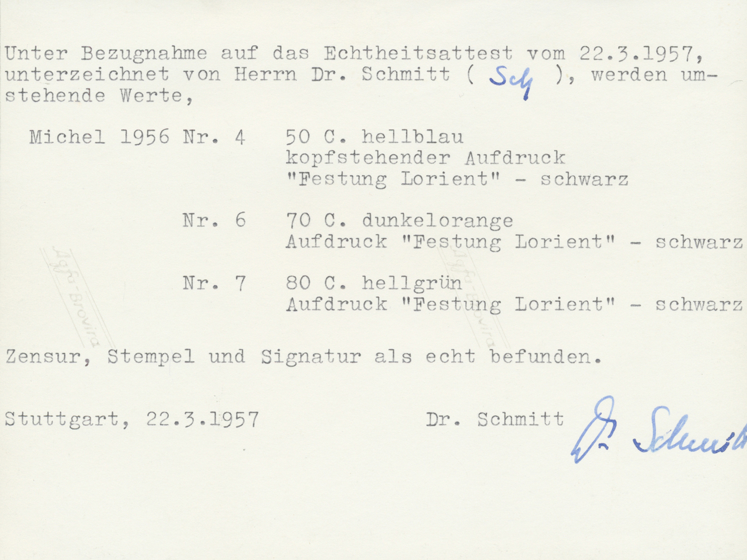 Br Dt. Besetzung II WK - Frankreich - Festung Lorient: 1945, 50 C. Merkurkopf Mit Kopfstehendem Aufdruc - Occupation 1938-45