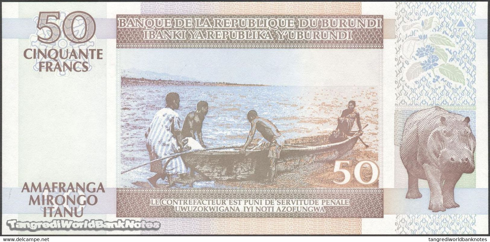 TWN - BURUNDI 36d - 50 Francs 1.7.2003 Prefix CX UNC - Burundi