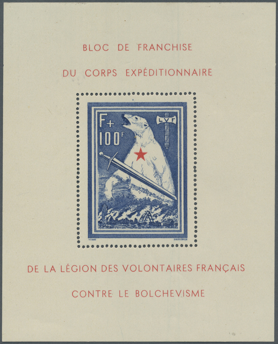 ** Dt. Besetzung II WK - Frankreich - Privatausgaben: Legionärsmarken: 1941, Eisbär-Block Einwandfrei P - Occupation 1938-45