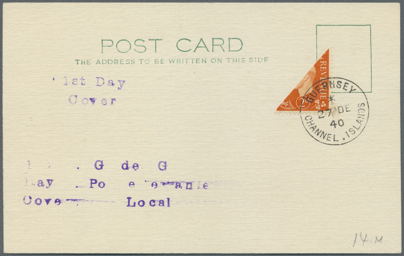 Br Dt. Besetzung II WK - Guernsey: 1940, 2 Halbierungen Von Großbritannien Auf Echt Gelaufenen FDC, Ste - Bezetting 1938-45