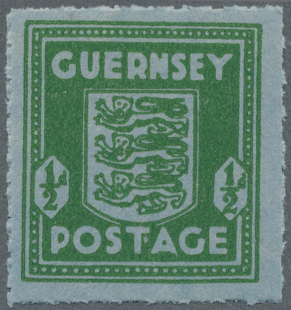 **/Br Dt. Besetzung II WK - Guernsey: 1942, 1/2 P. Grün Und 1 Penny Auf Bläulichem Banknotenpapier Postfri - Bezetting 1938-45