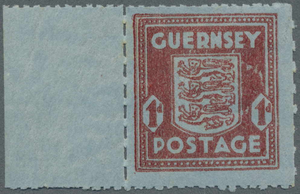 **/Br Dt. Besetzung II WK - Guernsey: 1942, 1/2 P. grün und 1 Penny auf bläulichem Banknotenpapier postfri