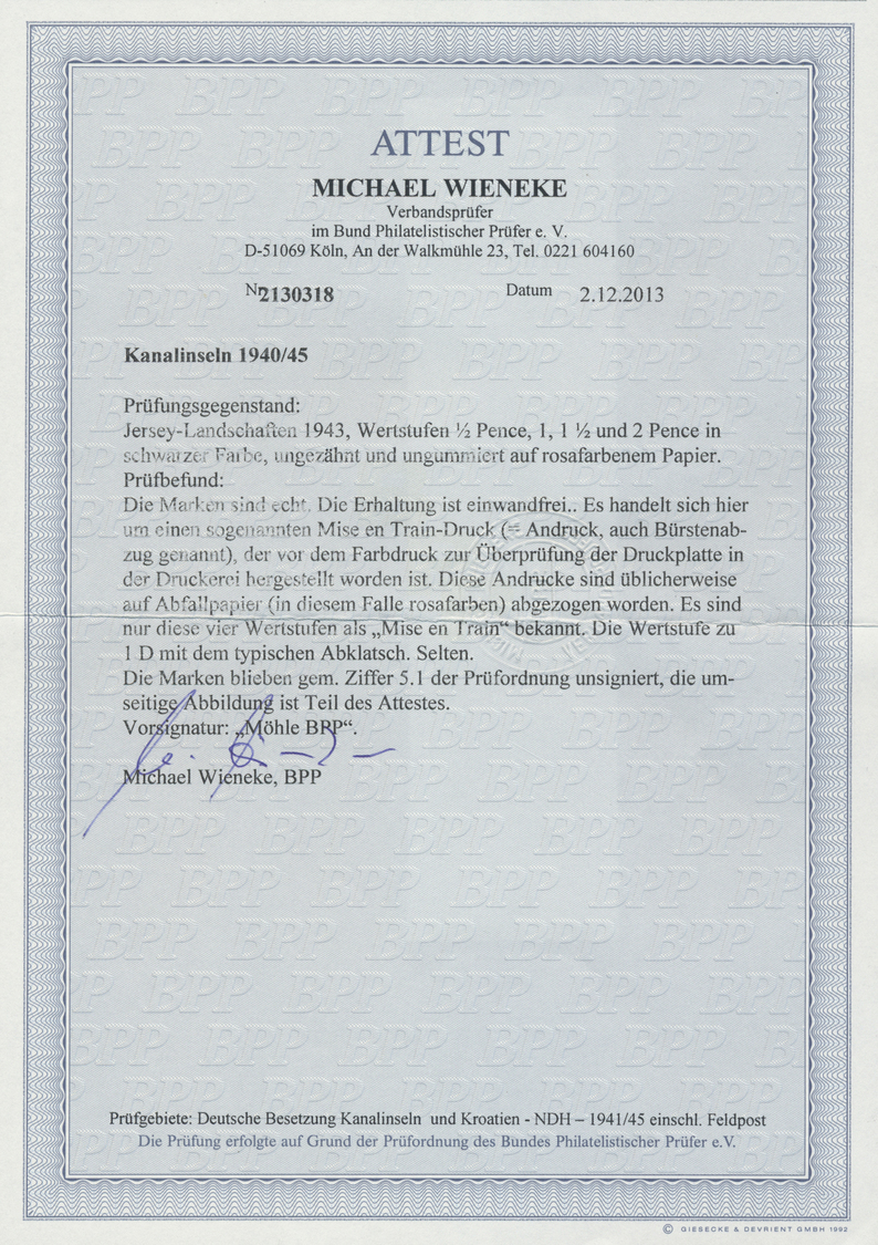 (*) Dt. Besetzung II WK - Jersey: Landschaften 1/2 - 2 P. Als UNGEZÄHNTE PROBEDRUCKE. Aus Dem Aktuellen - Occupation 1938-45