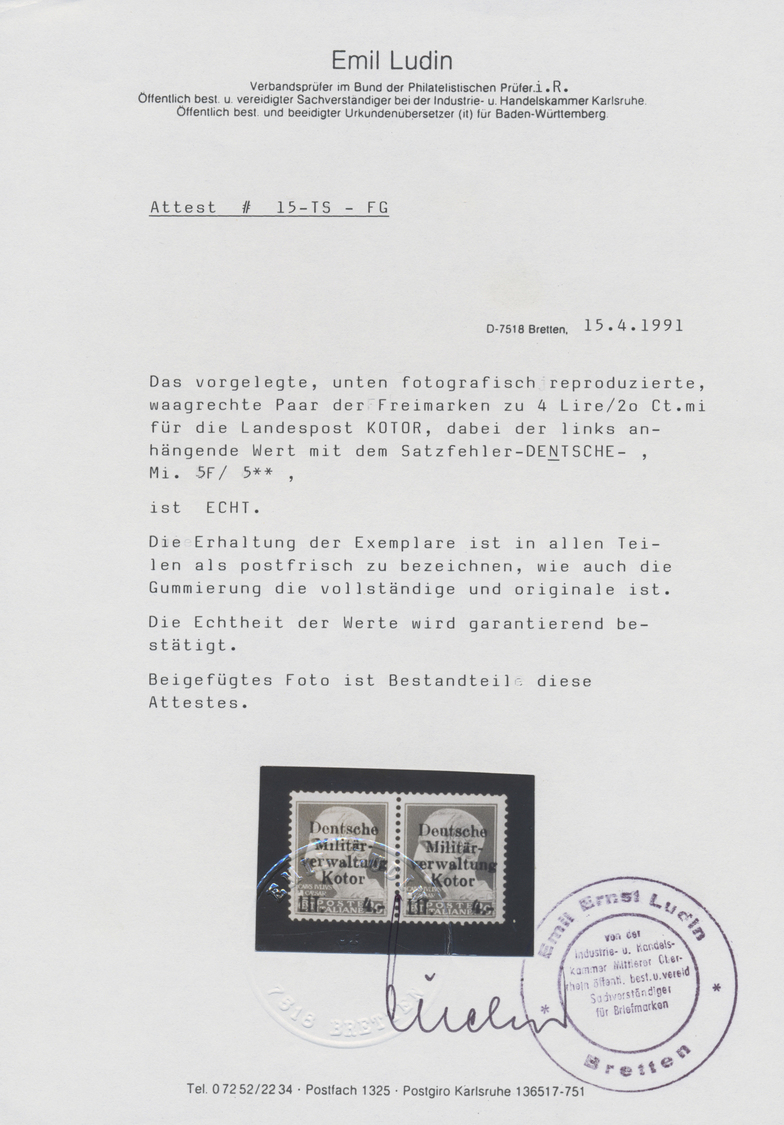 ** Dt. Besetzung II WK - Kotor: 1944, Freimarken Von Italien Mit Aufdruck Als Postfrische Zusammenstell - Occupation 1938-45