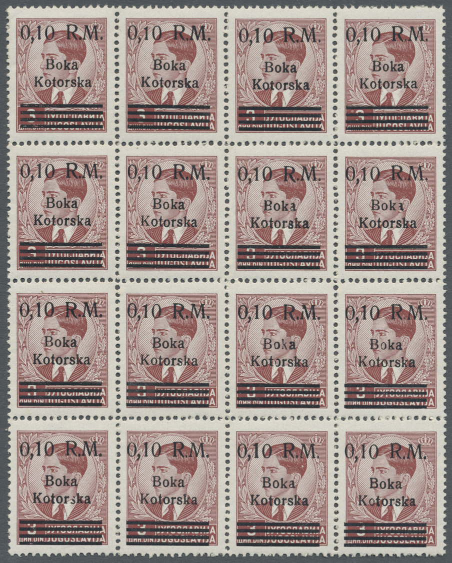 ** Dt. Besetzung II WK - Kotor: 1944, 0.10 RM Auf 3 Din Lilabraun Im 16er-Block Postfrisch - Occupation 1938-45