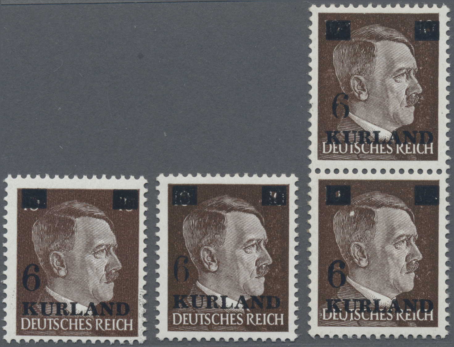 ** Dt. Besetzung II WK - Kurland: 1945, 6 Pf. / 10 Pf. Dunkelrotbraun, Vier Postfrische Werte , Davon E - Occupation 1938-45