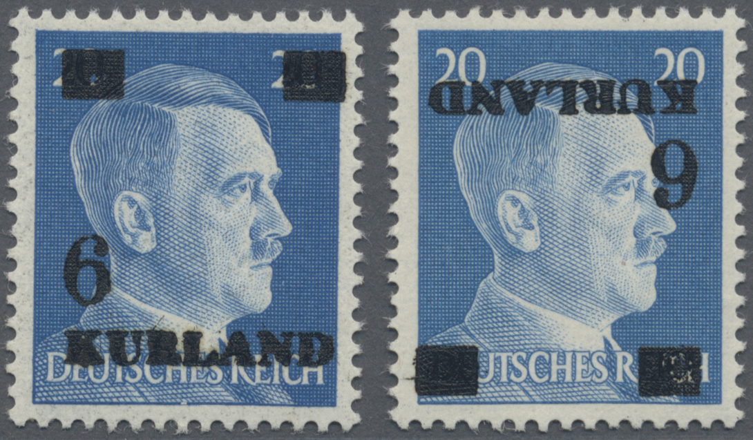 ** Dt. Besetzung II WK - Kurland: 1945, 6 Pfg. Auf 20 Pfg. Hitler Einmal Mit Kopfstehendem Aufdruckund - Occupation 1938-45