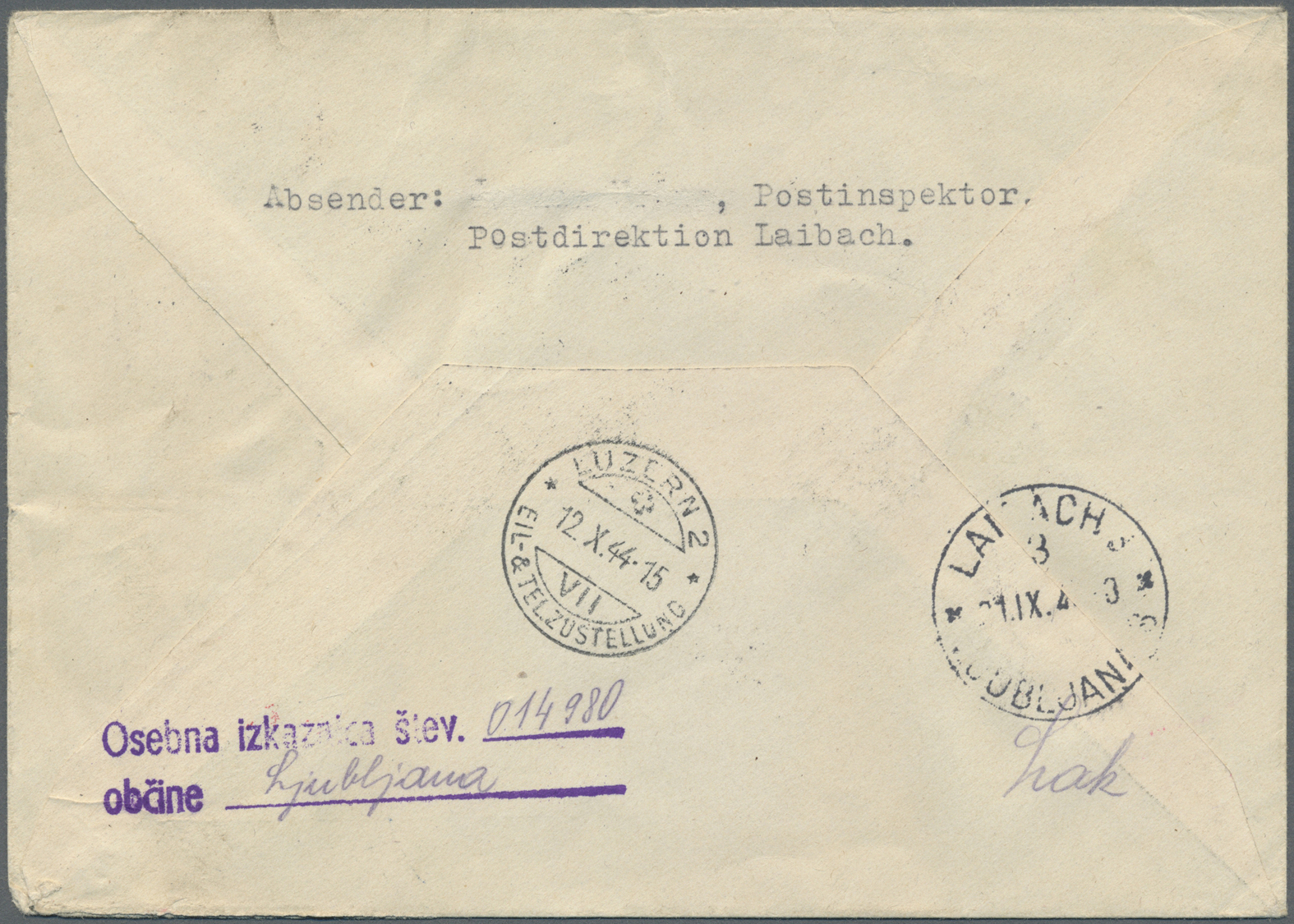 Br Dt. Besetzung II WK - Laibach: 1944, Freimarken Zu 5 C., 10 C., 15 C., 25 C., 75 C., 1 Lire, 2 Lire, - Bezetting 1938-45