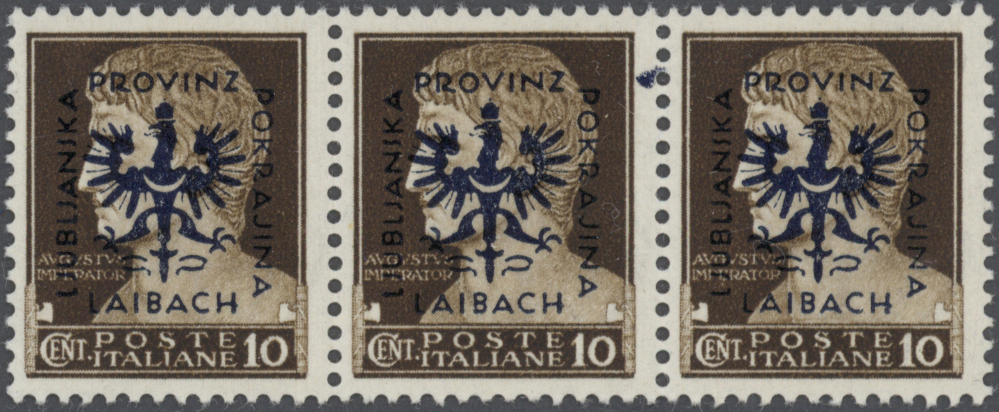 ** Dt. Besetzung II WK - Laibach: 1944, Italien 10 Cent Dunkelsiena Mit Aufdruck Provinz Laibach Als Ko - Occupation 1938-45