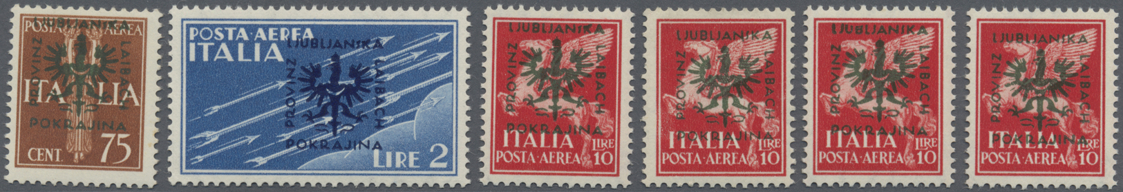 ** Dt. Besetzung II WK - Laibach: 1944, 6 Flugpostmarken Von Italien Mit Aufdruckfehlern, Dabe Nr. 23 I - Bezetting 1938-45