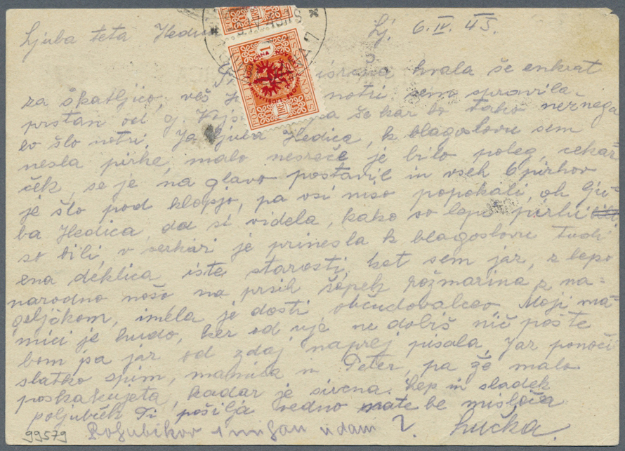 GA Dt. Besetzung II WK - Laibach - Ganzsachen: 1945. Postkarte 0.50 L Auf 50 C Violett Orts-Express-Kar - Bezetting 1938-45