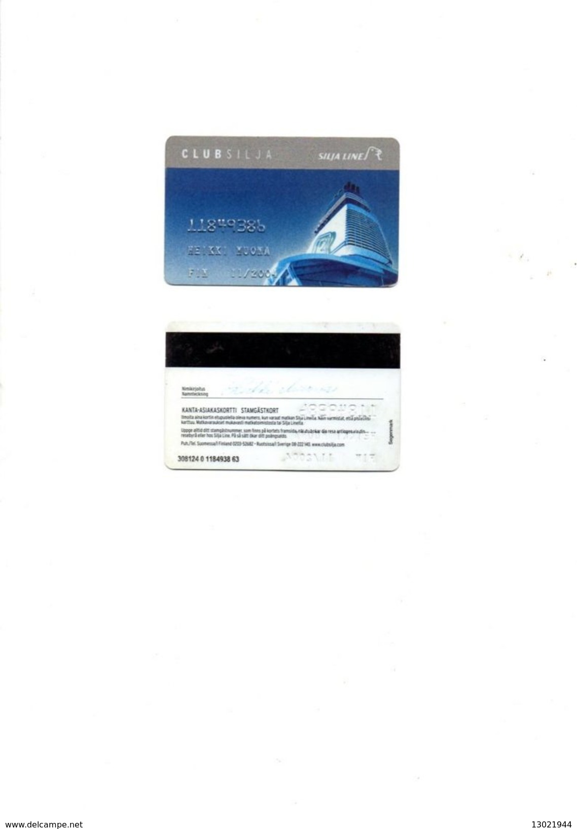 FINLANDIA KEY CABIN  Silja Line ( Shipping Company ) - Hotel Keycards