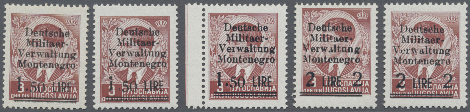 ** Dt. Besetzung II WK - Montenegro: 1943, Freinmarken Mit Aufdruck, 5 Postfrische Marken Mit Aufdruckf - Bezetting 1938-45