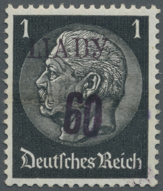 ** Dt. Besetzung II WK - Russland - Ljady: 1941, Hindenburg 1 Pf. Schwarz Mit Schwarzviolettem Aufdruck - Bezetting 1938-45