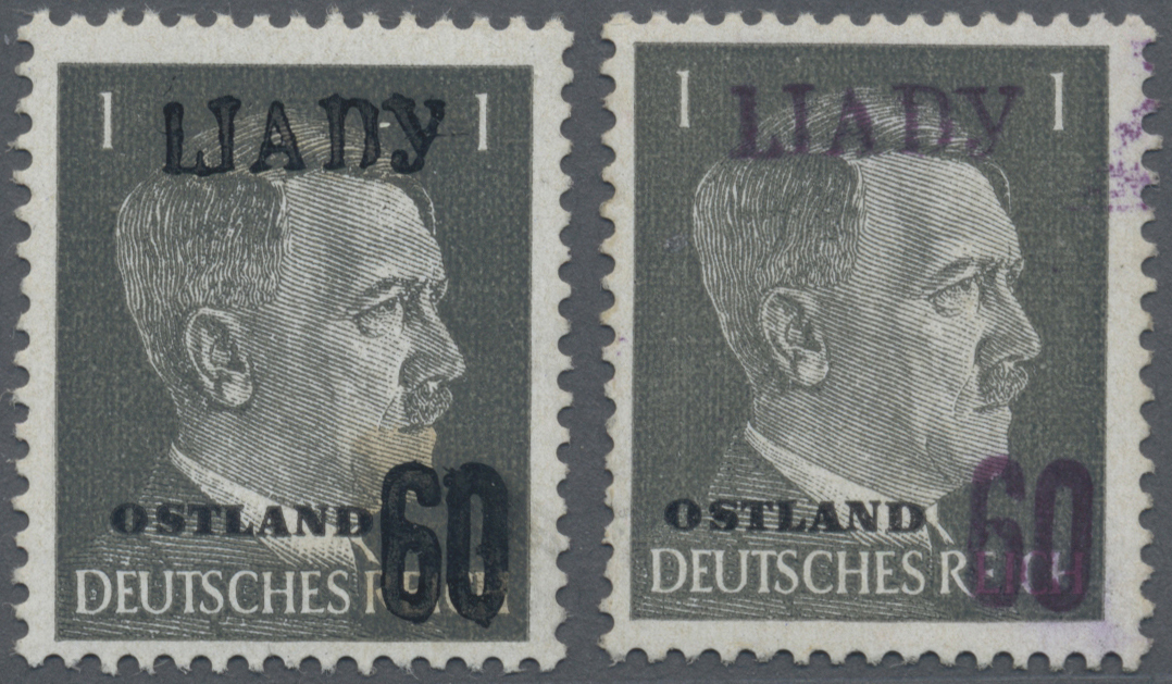 ** Dt. Besetzung II WK - Russland - Ljady: 1941, 60 K Auf 1 Pf Hitlerausgabe In Beiden Aufdruckfarben P - Occupation 1938-45