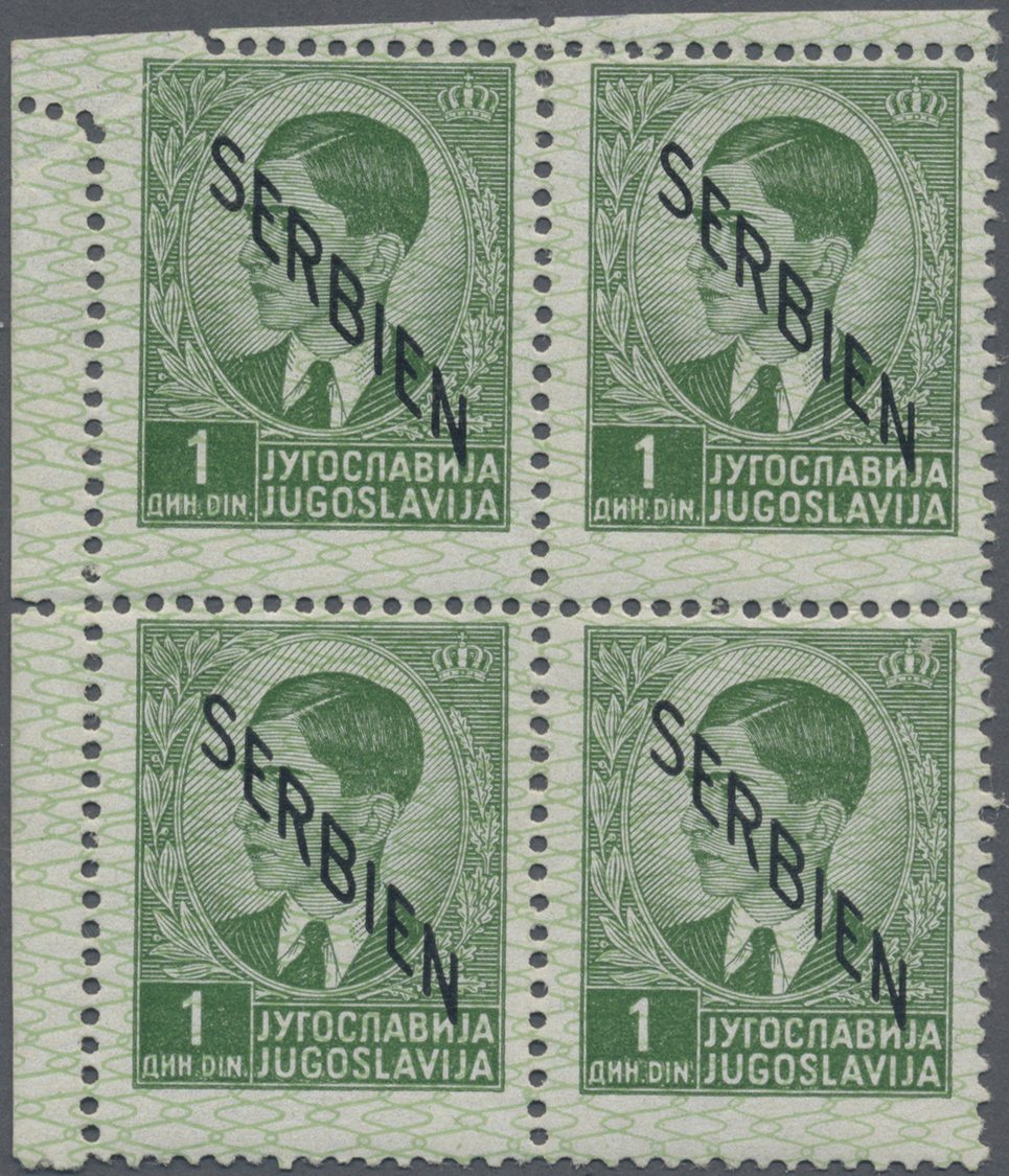 **/* Dt. Besetzung II WK - Serbien: 1941, 1 D Grün Im Rand-4er-Block, Linke Obere Marke Teilsweise Ungezä - Bezetting 1938-45