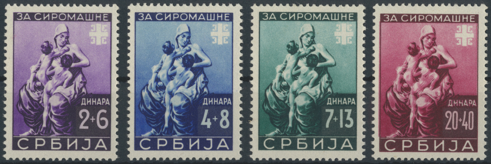 ** Dt. Besetzung II WK - Serbien: 1942, Kompletter Kleinbogen "Für Die Armen" Sowie Als Einzelmarkensat - Occupation 1938-45