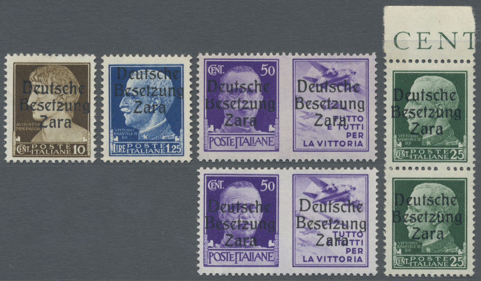 ** Dt. Besetzung II WK - Zara: 1943, Freimarken Von Italien Mit Aufdruck, 10 Cent. Mit PF. "II", 25 Cen - Occupation 1938-45