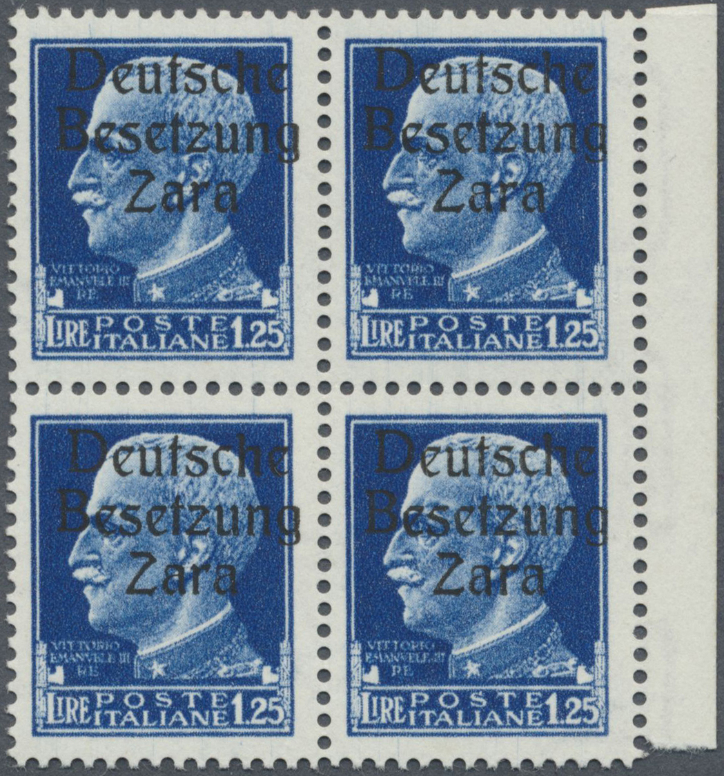 **/* Dt. Besetzung II WK - Zara: 1943, 1,25 Lire Freimarke Von Italien Mit Aufdruck Im 4-er Block Bom Rec - Bezetting 1938-45