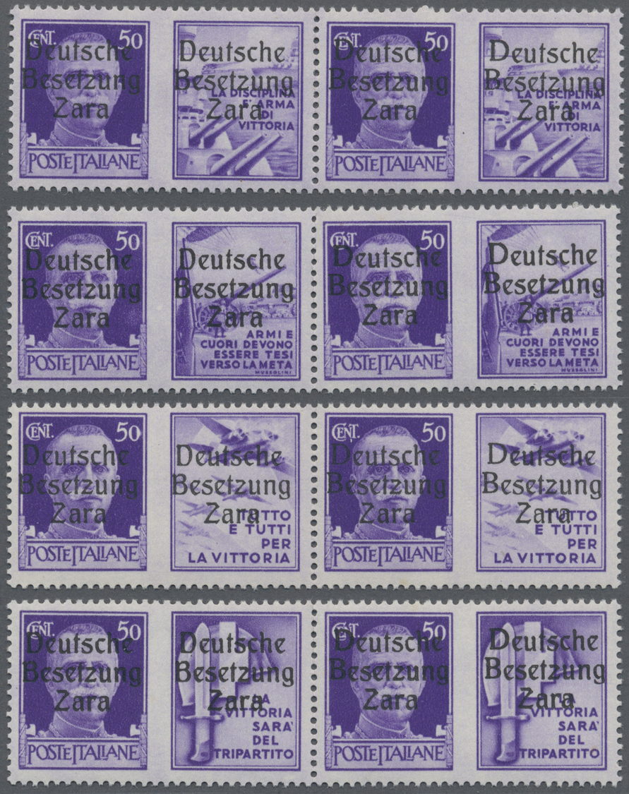 ** Dt. Besetzung II WK - Zara: 1943, 50 C Blauviolett In 4 Waager. 4er-Streifen Mit Den Typen I/I/II/II - Occupation 1938-45